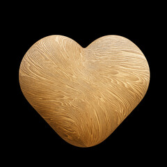 3d rendering heart made of wood isolated on a dark background