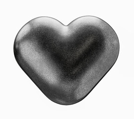 3d rendering heart made of metal isolated on a white background