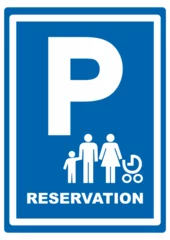 Foto op Aluminium Reserved parking for families with children, road sign, vector, text reservation, blue color © janista