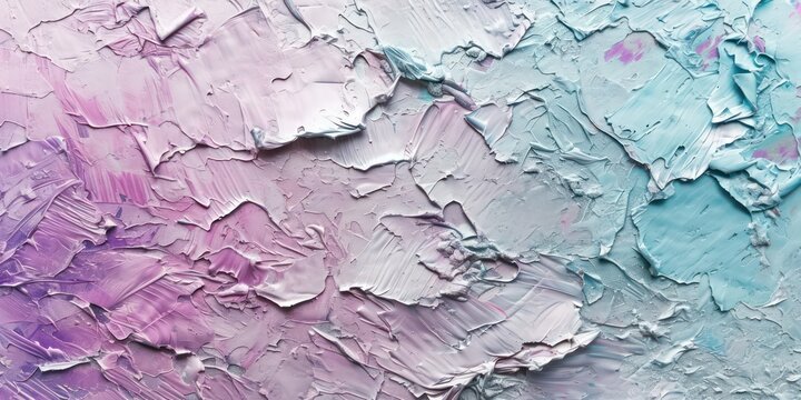 Silver oil paint  texture in pastel violet, pink and mint colors with scratches.