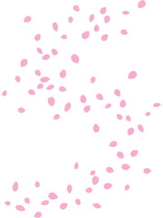 Fototapeta na wymiar フラットな桜の花びらがS字カーブを描きながら舞う縦背景のイラスト
