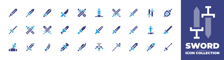 Sword icon collection. Duotone color. Vector and transparent illustration. Containing sword, swords, dagger.