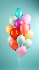 Bunch of balloons placed on a blue background