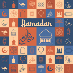 Ramadan Kareem background. Islamic greeting card template with ramadan for wallpaper design. vector illustration