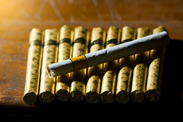 closeup of premium cigarettes with side lighting
