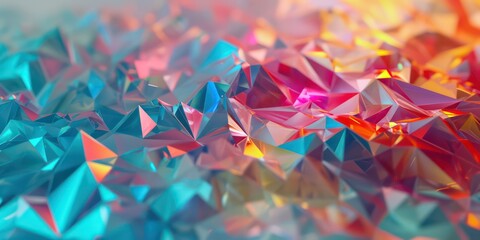 Polygonal crystalline trendy holographic background surface with  gradient of Geometric. - obrazy, fototapety, plakaty