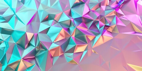 Obraz premium Polygonal crystalline trendy holographic background surface with gradient of Geometric.