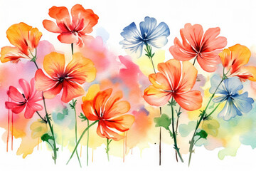 Floral background spring plant nature flowers wallpaper summer watercolor illustration painting blossom