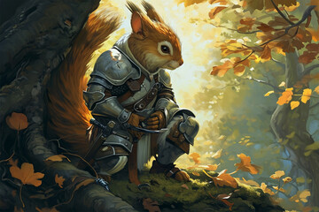 illustration of the forest guardian squirrel knight