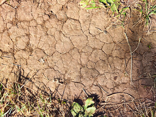Dry cracked earth texture, global climate warming. Abstract background, pattern, frame, place for text and copy space