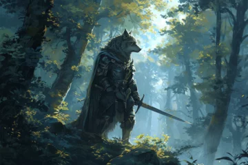 Foto auf Acrylglas Antireflex illustration of the forest wolf knight © food and Drink