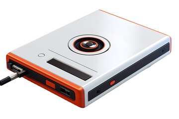 Fototapeta premium external computer hard disc drive hdd isolated on PNG Background. Generative Ai.