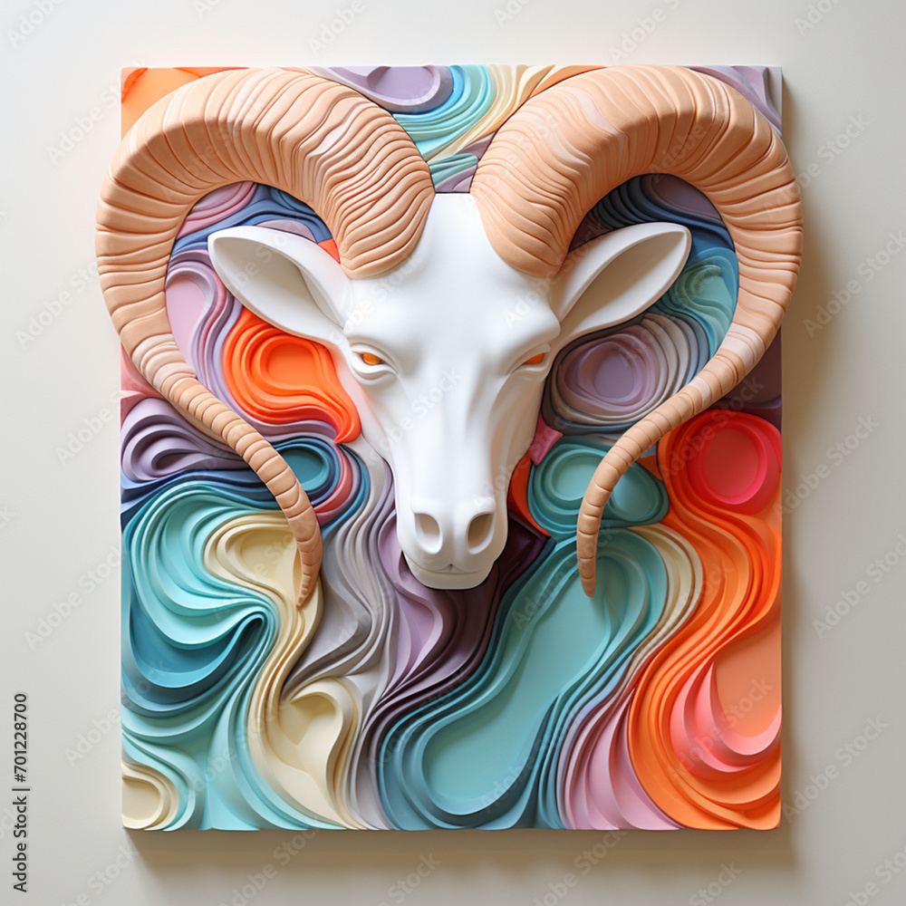 Poster ram icon in artistic strokes against a pastel canvas, ideal for creative and design-oriented busines