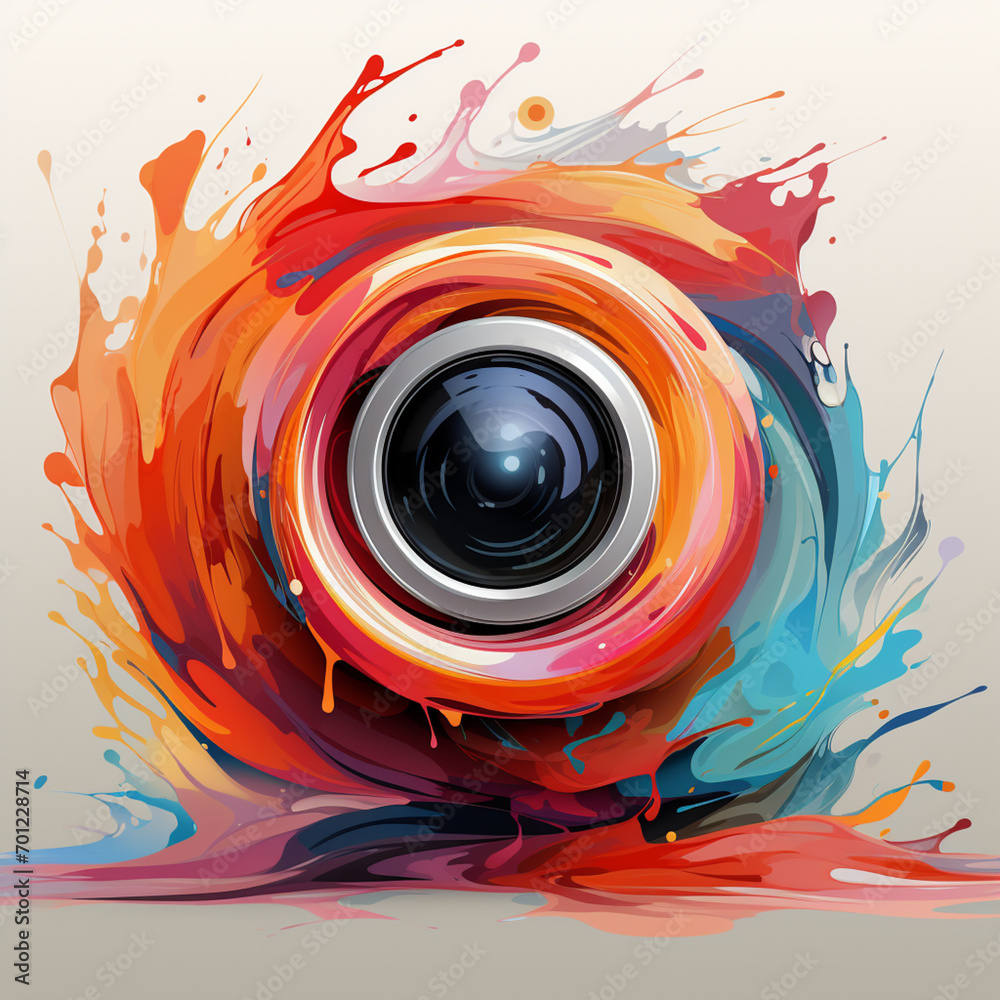 Poster webcam icon in artistic strokes against a pastel canvas, ideal for creative and design-oriented busi