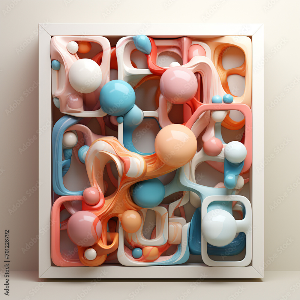 Poster blockchain icon in artistic strokes against a pastel canvas, ideal for creative and design-oriented 