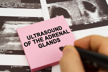 On the ultrasound pictures there are stickers that say -Ultrasound of the adrenal glands