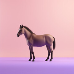 Obraz premium Przewalski's Horse icon in silhouette, gracefully standing against a serene pastel lavender background, exuding elegance and charm. Ideal for nature-themed designs and advertisements.
