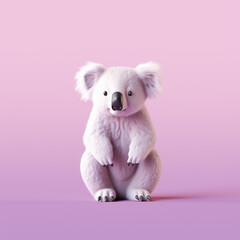  Koala icon in silhouette, gracefully standing against a serene pastel lavender background, exuding elegance and charm. Ideal for nature-themed designs and advertisements.