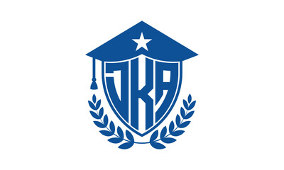 DKA three letter iconic academic logo design vector template. monogram, abstract, school, college, university, graduation cap symbol logo, shield, model, institute, educational, coaching canter, tech