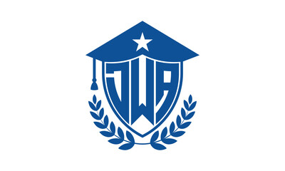 DWA three letter iconic academic logo design vector template. monogram, abstract, school, college, university, graduation cap symbol logo, shield, model, institute, educational, coaching canter, tech