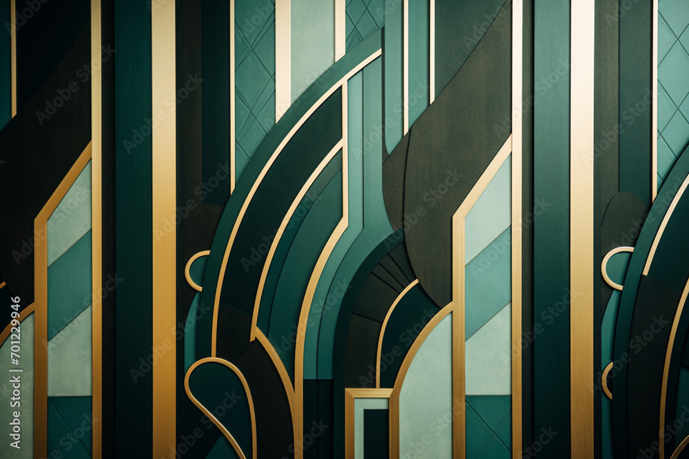 Aufkleber art deco-inspired shapes and patterns in an abstract arrangement, offering a touch of timeless elega
