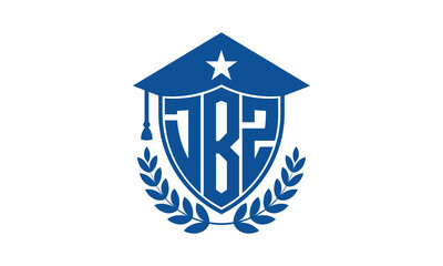 DBZ three letter iconic academic logo design vector template. monogram, abstract, school, college, university, graduation cap symbol logo, shield, model, institute, educational, coaching canter, tech