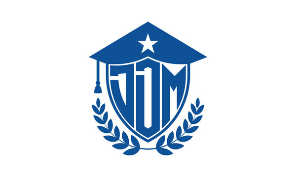 DDM three letter iconic academic logo design vector template. monogram, abstract, school, college, university, graduation cap symbol logo, shield, model, institute, educational, coaching canter, tech