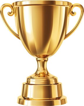 Golden award trophy isolated on transparent background. PNG