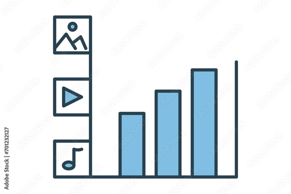 Poster content analytics icon. icon related to basic web and ui. suitable for web site, app, user interface