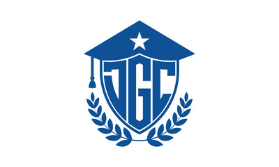 DGC three letter iconic academic logo design vector template. monogram, abstract, school, college, university, graduation cap symbol logo, shield, model, institute, educational, coaching canter, tech