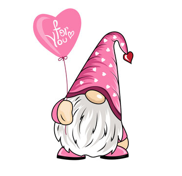  Cute Valentine gnome with a heart