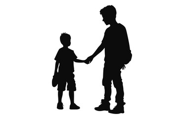 A Boy Friendship vector silhouette isolated on a white background