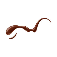 Chocolate sauce syrup drop, splash, stain and swirl. Isolated realistic 3d vector melt glistening dessert cascades in a tantalizing, velvety drop. Brown, sweet indulgence, heavenly decadence drizzle
