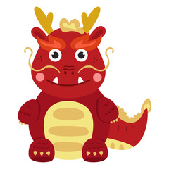 dragon zodiac cartoon character. new year 2024 concept