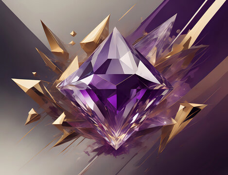 lila Diamant umgeben von goldenen splittern