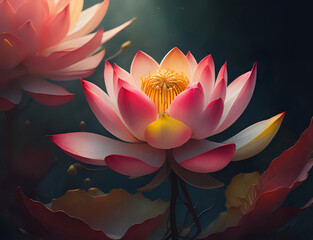 pinke Lotus Blüte - obrazy, fototapety, plakaty