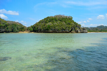 Beautiful Beach with white sand and clear skyline in Malang