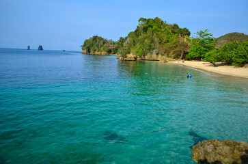 Beautiful Beach with white sand and clear skyline in Malang