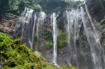 Beautiful waterfall with very beautiful scenery and shady trees