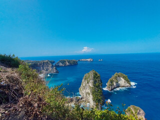 The Beautiful view of Diamond Beach in Nusa Penida Island, Bali. 