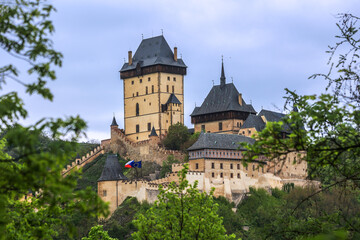 Fototapeta na wymiar Royal castle Karlstejn in Czech Republic, which is a famous tourist attraction near Prague.