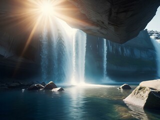 Eisiger Wasserfall inmitten kaltem Gletscher