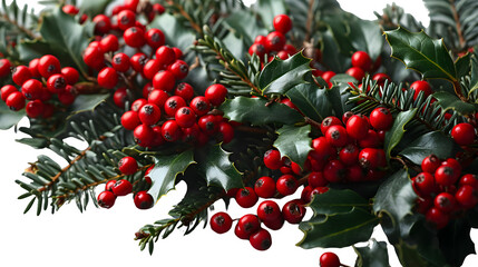 Faux holly berries Christmas ornament High quality isolated on transparent background Generative AI	
