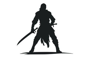 A Knight male warrior silhouette Vector isolated on a white background