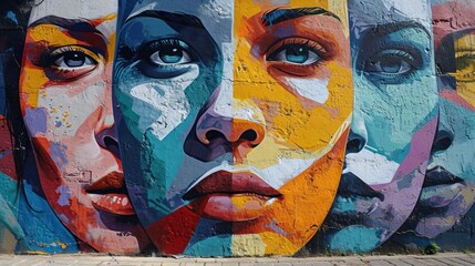 Obraz premium Colorful Street Art with Abstract Faces