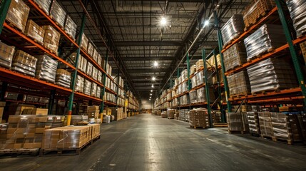 Fototapeta premium Efficient Packing Stations in Warehouse