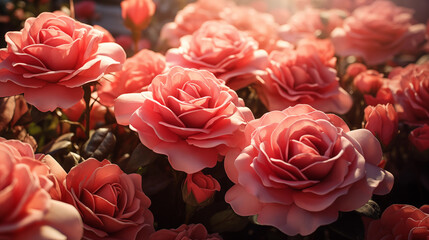 red rose garden and pink, Valentine's Day