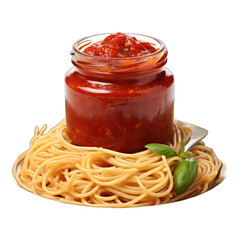 serving of spaghetti pasta topped with a generous amount of tomato sauce