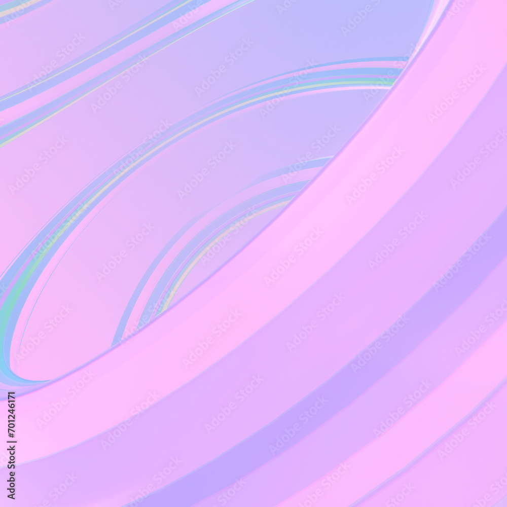 Poster Abstract large curved waveform of pink and purple color resembles a spiral. 3d rendering digital illustration background
