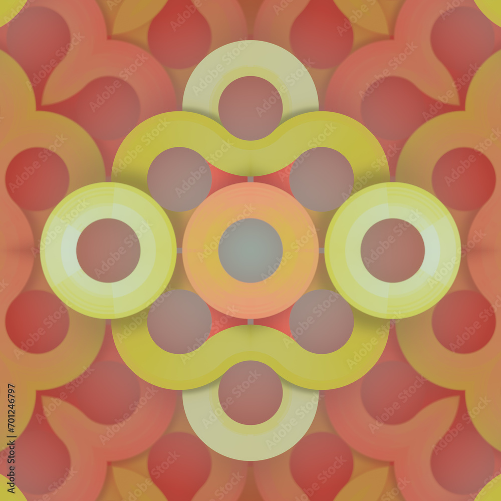Fototapete Design of a series of circles and ovals arranged in a visually appealing pattern. 3d rendering digital illustration